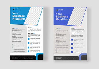 Obraz premium Corporate business flyer Design or Company Brochure Design Template With Two Color Variation,A4 flyer design, abstract business flyer design, vector template design, clean, modern flyer design