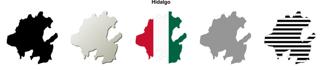 Hidalgo state blank outline map set