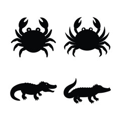 set of crab silhouettes