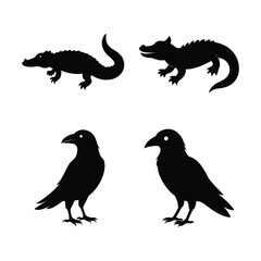 set of silhouettes of dinosaurs