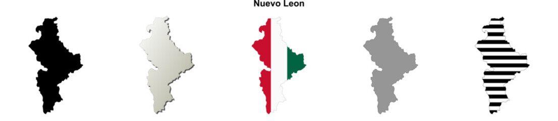 Nuevo Leon state blank outline map set