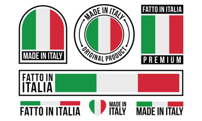 set of made in italy label badge bundle symbol illustration, made in italy emblem logo design vector template