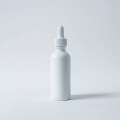 Blank white dropper bottle against white background