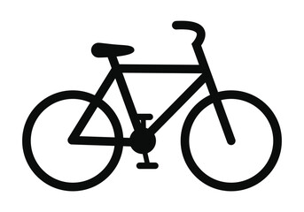 Obraz premium A sleek black bicycle icon, representing cycling, transportation, fitness, eco-friendly travel, and leisure activities.