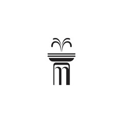 Fountain logo design with vintage architectural style.