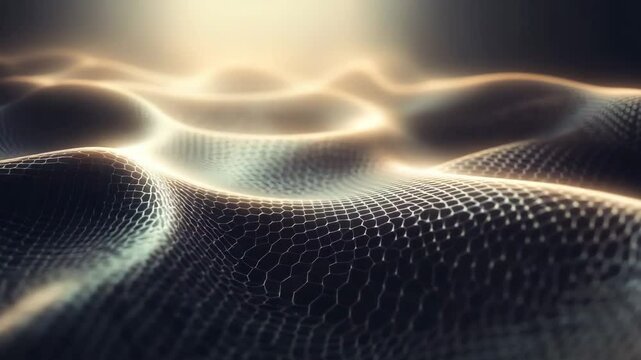 Abstract wave patterns in futuristic glowing mesh design  