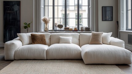 Modern Sectional Sofa with Living Room Interior Design.