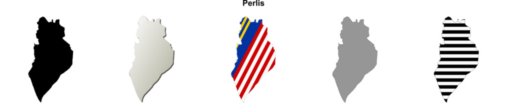 Perlis state blank outline map set