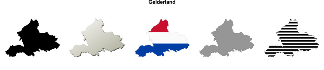 Fototapeta premium Gelderland province blank outline map set