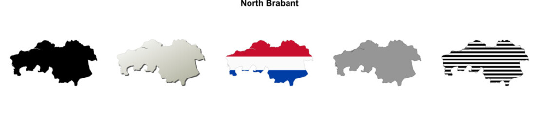 Fototapeta premium North Brabant province blank outline map set