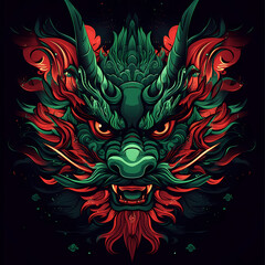 Fototapeta premium Vibrant dragon artwork showcasing intricate design and bold colors Generative AI