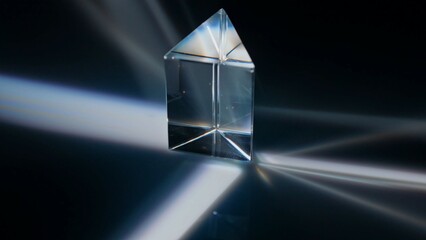 Prism Reflecting Light Spectrum in Dark Environment