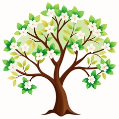 vector tree with green leaves