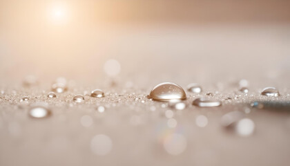Fototapeta premium Close-up of water droplets on surface with soft lighting 