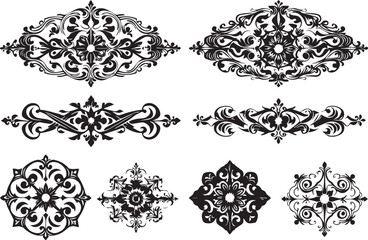 Fototapeta premium A set of elements, symbols, ornaments, mandalas. Hand drawn vector illustration