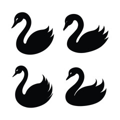 set of black and white swans