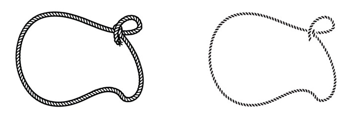 Rope Border Lasso vector silhouette illustration, Rope Frame Border vector Lasso concept on white background EPS

