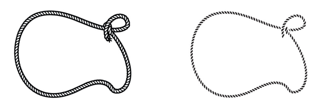 Rope Border Lasso vector silhouette illustration, Rope Frame Border vector Lasso concept on white background EPS
