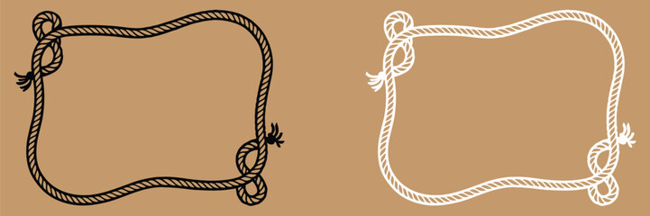 Rope Border Lasso vector silhouette illustration, Rope Frame Border vector Lasso concept on white background EPS
