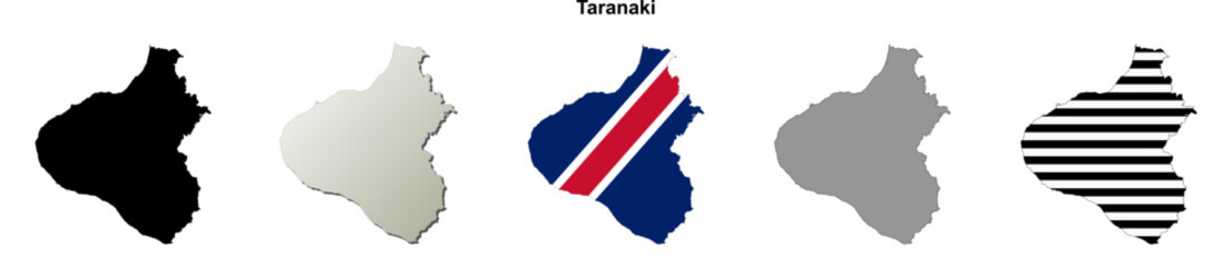 Obraz premium Taranaki (New Zealand) blank outline map set