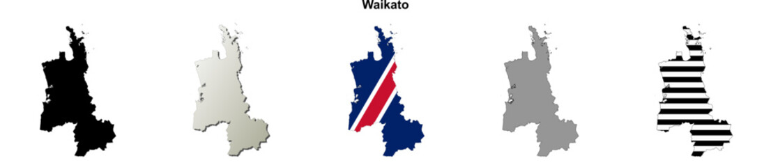 Waikato (New Zealand) blank outline map set