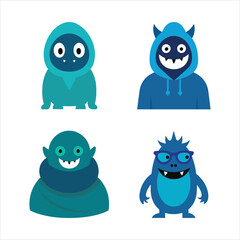 set of funny monsters