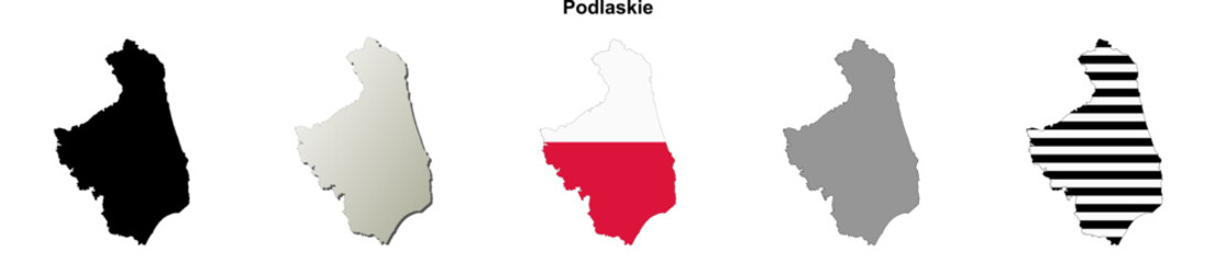 Podlaskie province blank outline map set