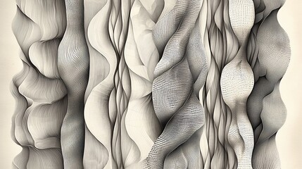 Abstract textured drapes in neutral tones