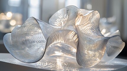 Abstract, translucent, layered sculpture