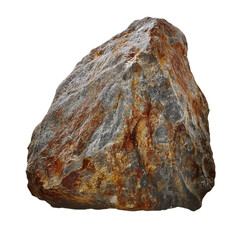Single gray and brown rock, isolated on transparent background, png