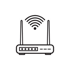 Router Icon Flat Vector Illustration of Wi-Fi Device