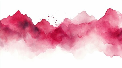 Abstract watercolor landscape in shades of red and pink