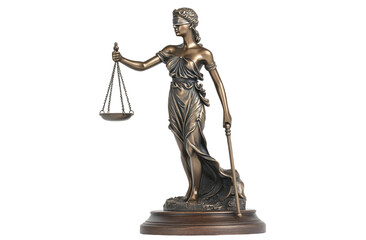 Bronze statue of Justice, holding scales