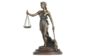 Bronze statue of Justice, holding scales