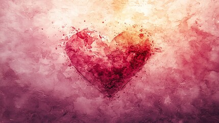 Abstract watercolor heart, textured background