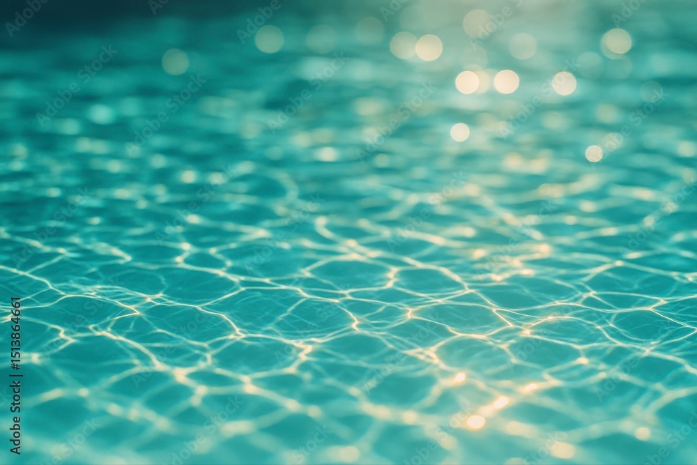 Poster a close up view of turquoise water with sunlight creating patterns