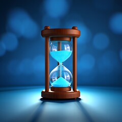 Time Passing Blue Hourglass on Blue Background