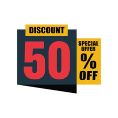 Bold 50% Discount Special Offer Badge – Vector Promotional Label