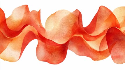 Abstract watercolor painting of flowing, orange fabric