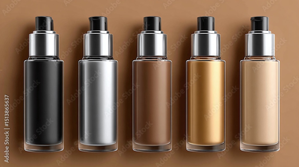 Aufkleber assorted tone bottles: five bottles showcase a spectrum of colors, from dark to light, set against a