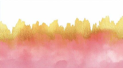 Abstract watercolor wash in gold and coral