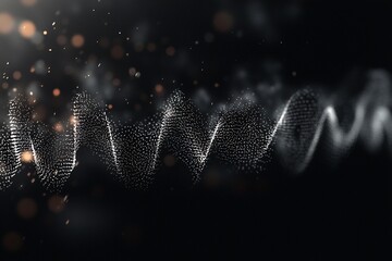 Abstract wave of light particles on dark background