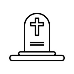 Fototapeta premium Tombstone icon, Tombstone linear style sign for mobile concept and web design, Halloween tombstone outline vector icon, vector illustration on white background