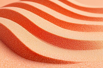 Abstract wavy textured surface with orange and peach stripes