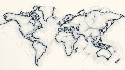 Abstract world map with contour lines