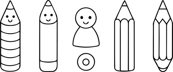 Pencil & Crayon Silhouette Set – Artistic Tools for Creative Illustration & Design