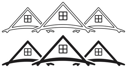 Set of House Roof Modern Icon.