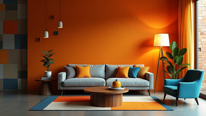 modern living room tv interior design with minimalistic home office desk books and dry flower vase