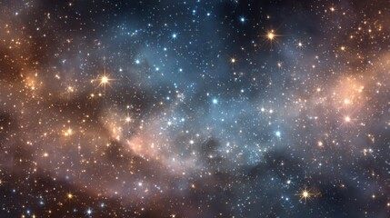 Naklejka premium Cosmic Nebula with Blue Orange Brown Stars