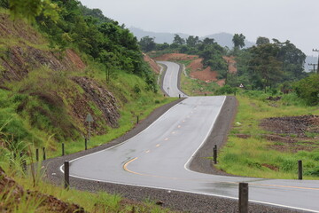 Road number 11 in Laos during rainy season